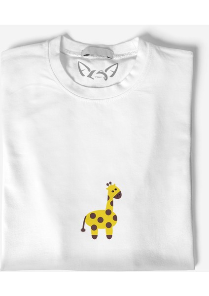 Animal Zürafa Resimli Tasarım Dijital Baskılı Beyaz Tshirt fiyatları