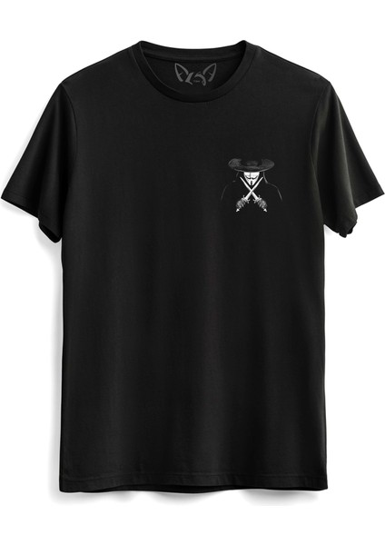 V For Vendetta Resim Baskılı Siyah Tshirt