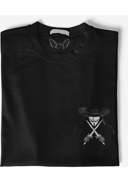 V For Vendetta Resim Baskılı Siyah Tshirt