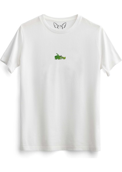 Animal Timsah Dijital Baskılı Beyaz Tshirt