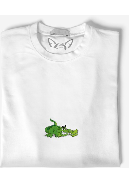 Animal Timsah Dijital Baskılı Beyaz Tshirt fiyatları