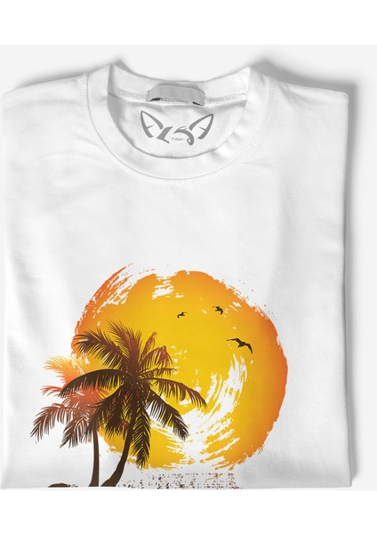 Palmiye Tasarımlı Baskılı Beyaz Tshirt fiyatları