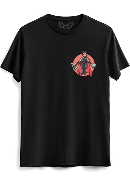 Thor Mjolnir Baskılı Hammer Siyah Tshirt