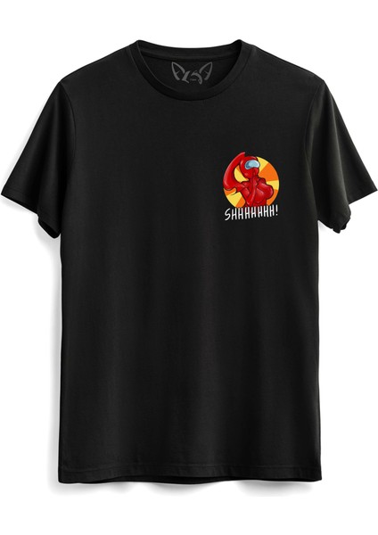 Among Us Resim Baskılı Siyah Tshirt