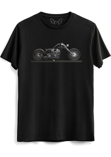 Motorcycle Rider Tasarımlı Baskılı Siyah Tshirt