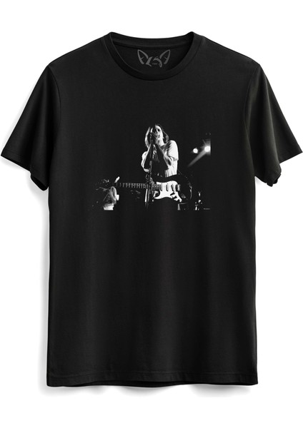 Duman Resimli Baskılı Siyah Tshirt