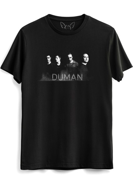 Duman Dijital Baskılı Siyah Tshirt