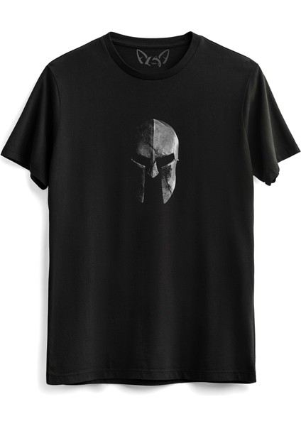 Spartan Baskılı Siyah Tshirt