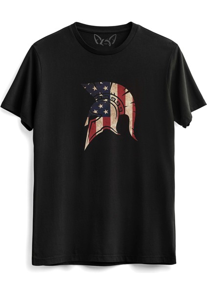 Spartan Dijital Baskılı Siyah Tshirt