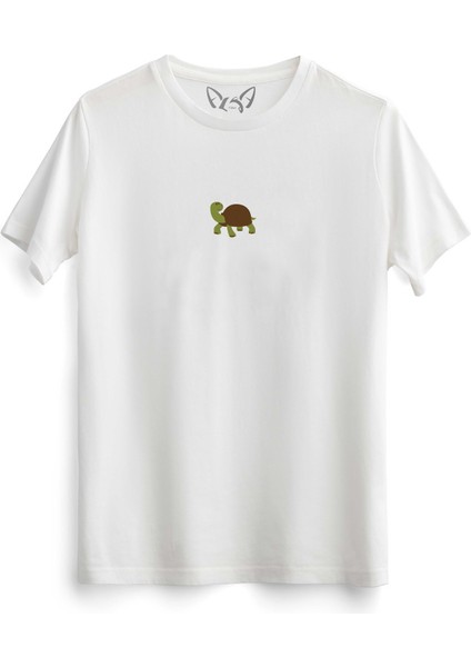 Animal Kaplumbağa Dijital Baskılı Çocuk Beyaz Tshirt