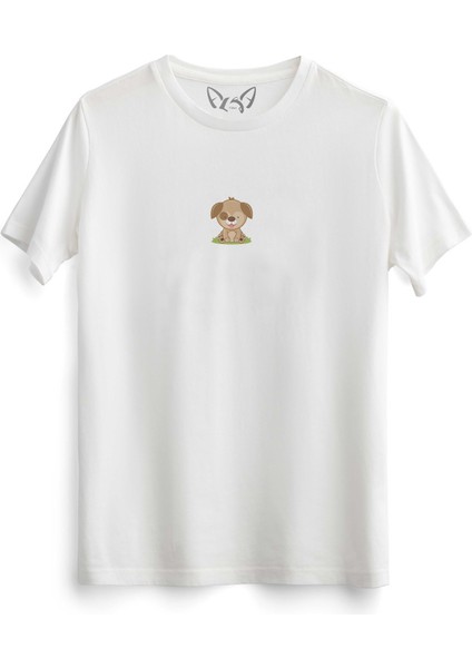 Animal Köpek Baskılı Çocuk Beyaz Tshirt