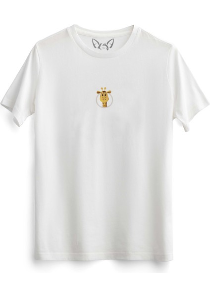 Animal Zürafa Resimli Baskılı Çocuk Beyaz Tshirt