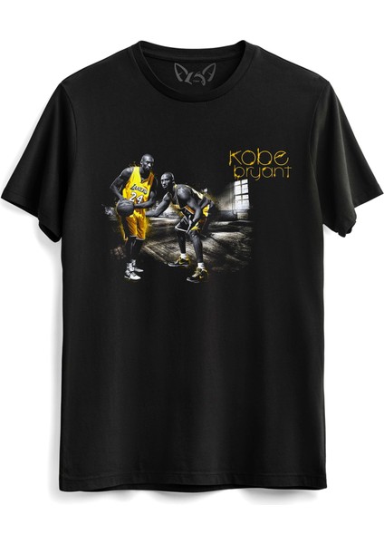 Kobe Bryant Resimli Dijital Baskılı Tasarım Çocuk Siyah Tshirt