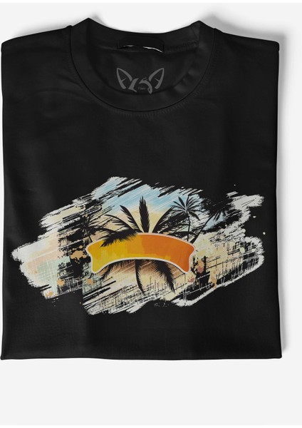 Palmiye Dijital Baskılı Çocuk Siyah Tshirt fiyatları