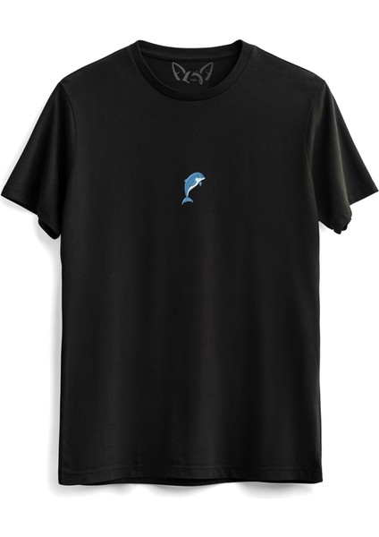 Animal Yunus Balığı Dijital Baskılı Çocuk Siyah Tshirt