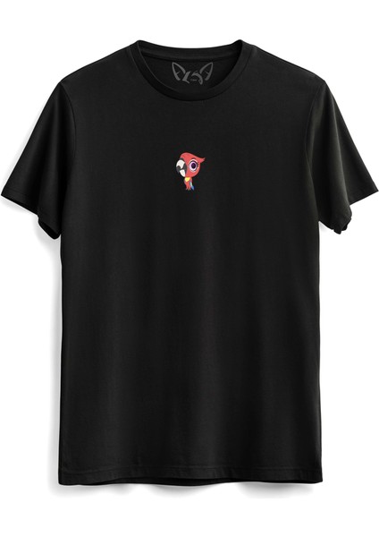 Animal Papağan Dijital Baskılı Çocuk Siyah Tshirt