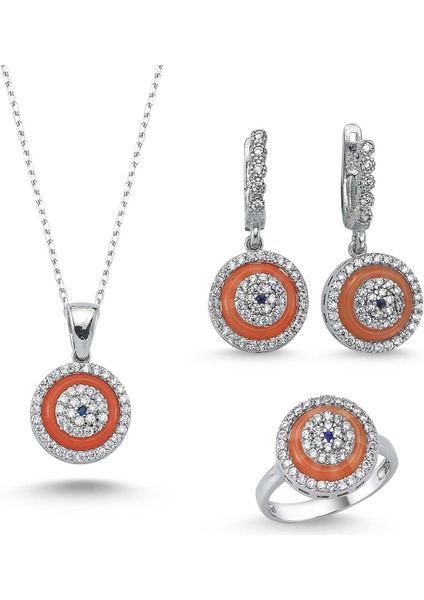 Turuncu Nazarlık Gümüş Set