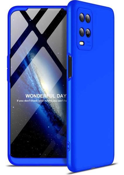 Oppo A54 4g Kamera Korumalı 360 Tam Koruma Ays Kılıf Mavi