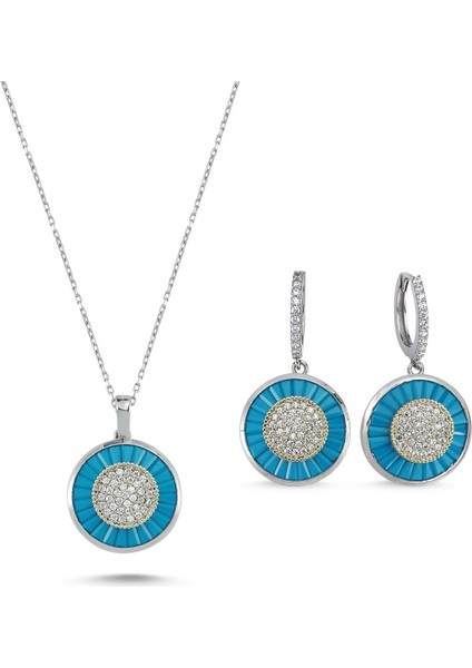 Emirgan Taşlı Gümüş Set - Mavi Taşlı