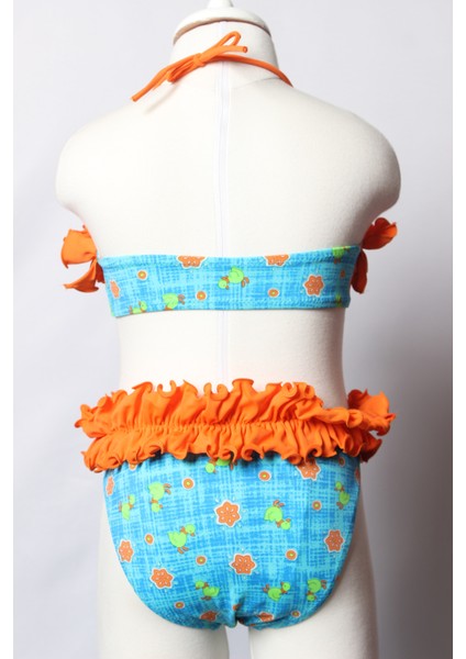 Ayl Kız Çocuk Straplez Model Fırıfrlı Empirme Alt Üst Bikini Takım 253-32