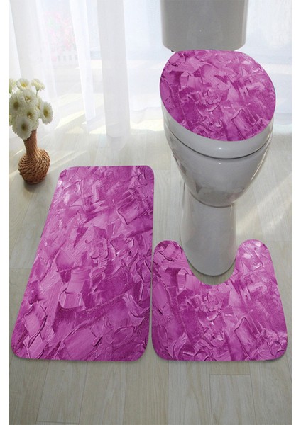 Antibakteriyel Yıkanabilir Kaymaz Dot Taban 3'lü Klozet Takımı (60CM x 100CM - 55CM x 60CM - 47CM x 50CM) İNKZ6016