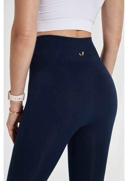 Luz Kemeri Rip Detaylı Yüksek Bel, Sıkılaştırıcı Tayt Lacivert fırsatları