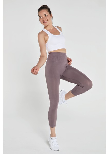 Luz Kemeri Rip Detaylı Yüksek Bel, Sıkılaştırıcı Tayt Açık Kahve fırsatları