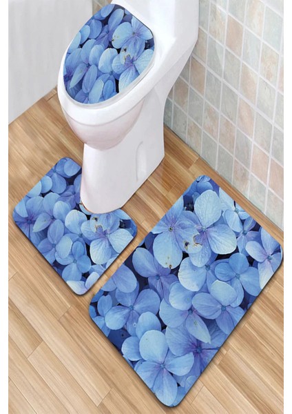 Antibakteriyel Yıkanabilir Kaymaz Dot Taban 3'lü Klozet Takımı (60CM x 100CM - 55CM x 60CM - 47CM x 50CM) İNKZ6045