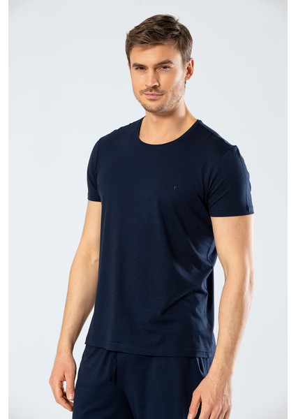 2169 Modal O Yaka Erkek T-Shirt - Lacivert