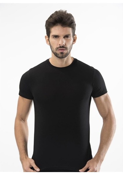 164 Likrali Erkek T-Shirt-Siyah