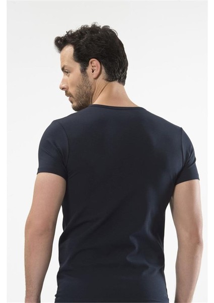 1308 Düğmeli Kısa Kollu Erkek T-Shirt - Lacivert modelleri