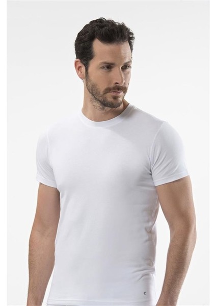 Cacharel 1307 O Yaka Kısa Kollu Erkek T-Shirt - Beyaz