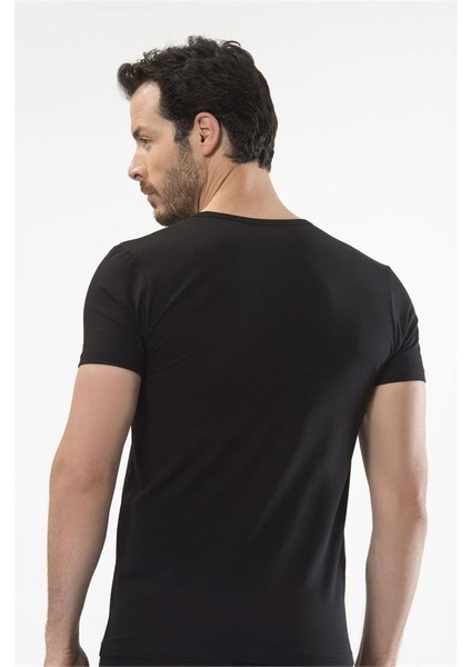 1306 V Yaka Kısa Kollu Erkek T-Shirt - Siyah fiyatları