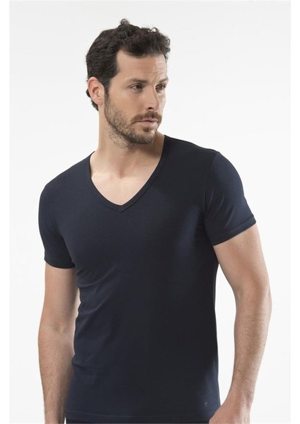 1306 V Yaka Kısa Kollu Erkek T-Shirt - Lacivert fiyatları