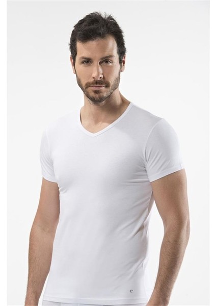 1402 V Yaka Erkek T-Shirt - Beyaz fiyatları