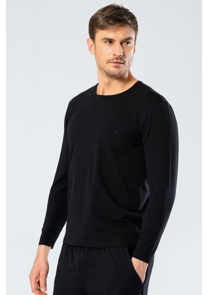 Cacharel 1333 Erkek O Yaka Uzun Kollu T-Shirt - Siyah fırsatları