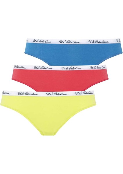 U.s. Polo Assn. Kadın Mercan - Neon Yeşil - Turkuaz 3 Lü Brazilian Slip