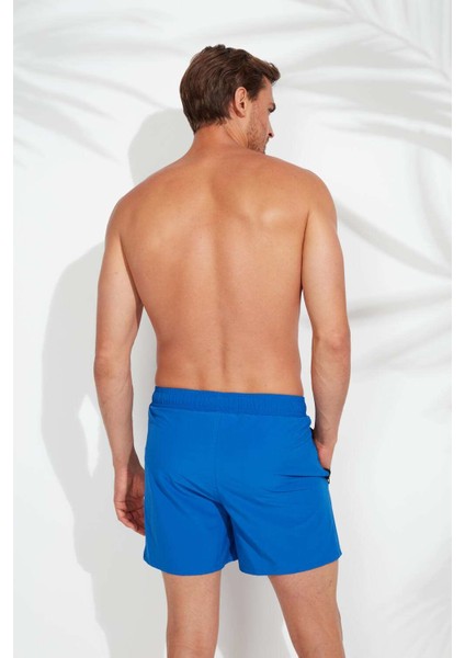 Erkek Saks Mavi Orta Boy Deniz Şortu modelleri