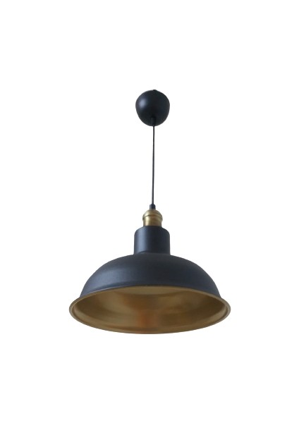 Rys Retro Metal Siyah Dekoratif Eskitme Duylu Kafe Siyah Içi Gold Mutfak Avize Çap:30 cm