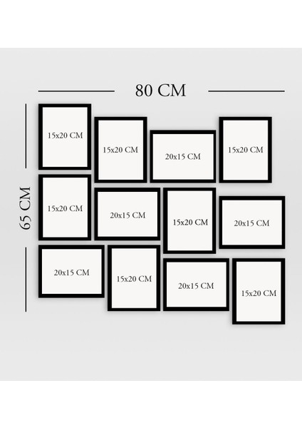 Gift 12 Parça Çerçeve Görünümlü Ahşap Tablo Seti (65X80CM)-13