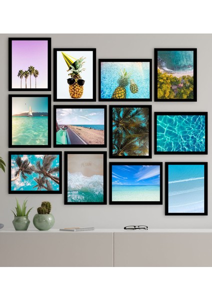 Gift 12 Parça Çerçeve Görünümlü Ahşap Tablo Seti (65X80CM)-10