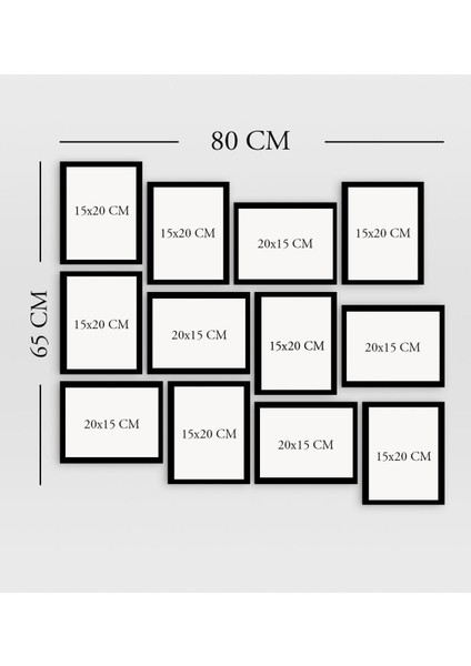 Gift 12 Parça Çerçeve Görünümlü Ahşap Tablo Seti (65X80CM)-10 fiyatları