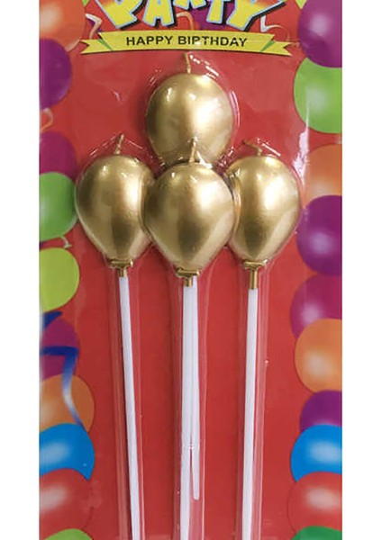 Altın Balonlar Çubuklu Mum 3cm x 15CM 4lü