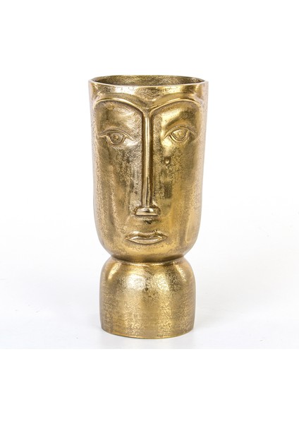 Metal Surat Vazo 16,5x37 Cm Dore