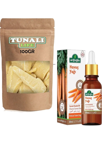 Tunalı Life Yenilebilir Kakao 100 gr + Arifoğlu Havuç Yağı 20 ml (Bronzlaştırma Yağı)