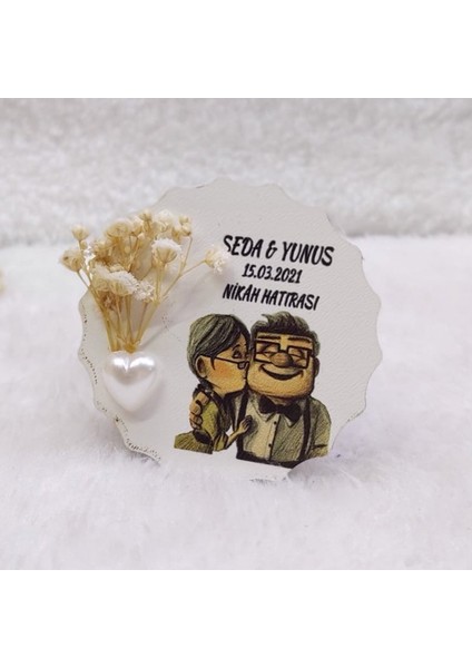 30 Adet Kuru Çiçekli Ahşap Düğün Magnet Ucuz