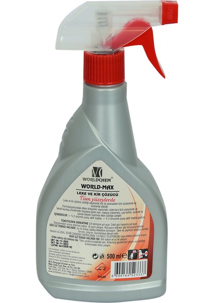 Tüm Yüzeylerde Leke ve Kir Çözücü Sprey Şişe 500 ml modelleri