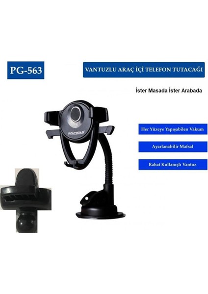PG-563 Vantuzlu Araç Içi Telefon Tutacağı