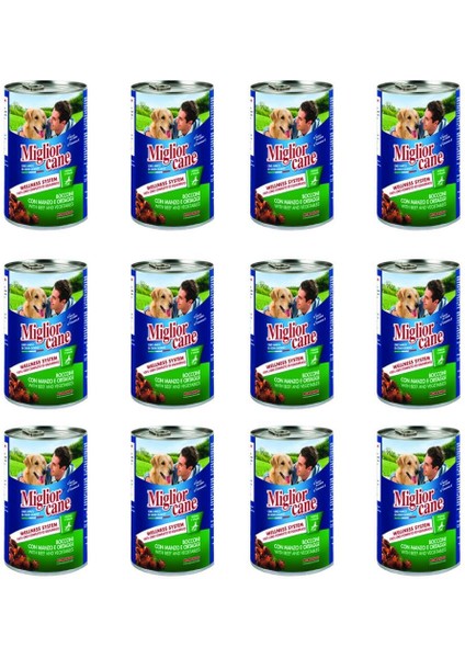 Biftek ve Sebzeli Konserve Köpek Maması 405 gr 12 Adet