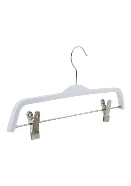 Ahşap Askı Mandallı Pantolon Etek Askısı Beyaz Renk 50 Adet